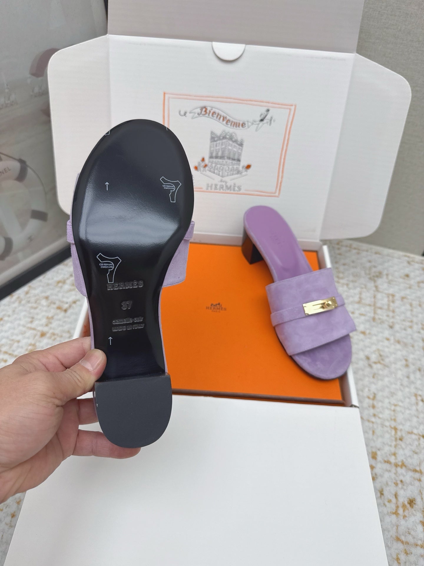 HM 26ss Oasis Sandals 50 Purple Suede Cowhide 625150