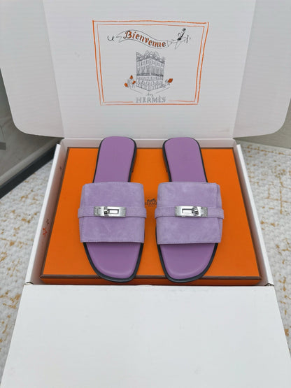 HM 26ss Oasis Sandals Purple Suede Cowhide 625177