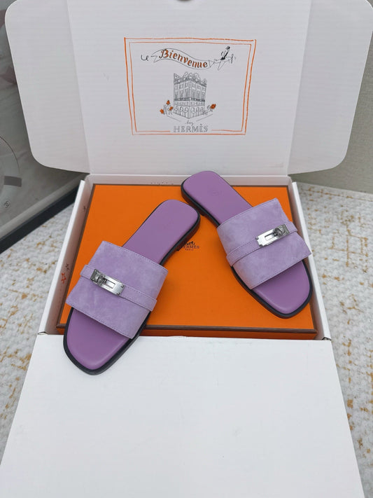 HM 26ss Oasis Sandals Purple Suede Cowhide 625177