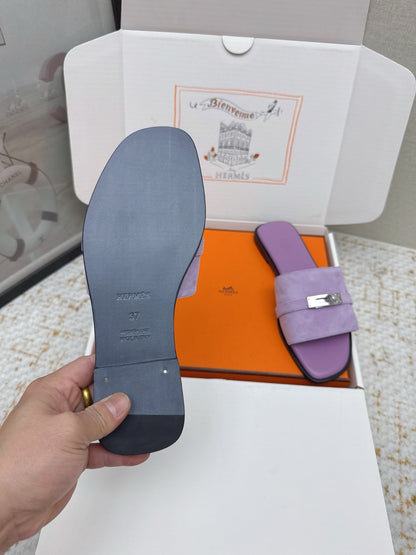 HM 26ss Oasis Sandals Purple Suede Cowhide 625177