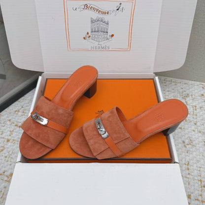 HM 26ss Oasis Sandals 50 Orange Suede Cowhide 625180