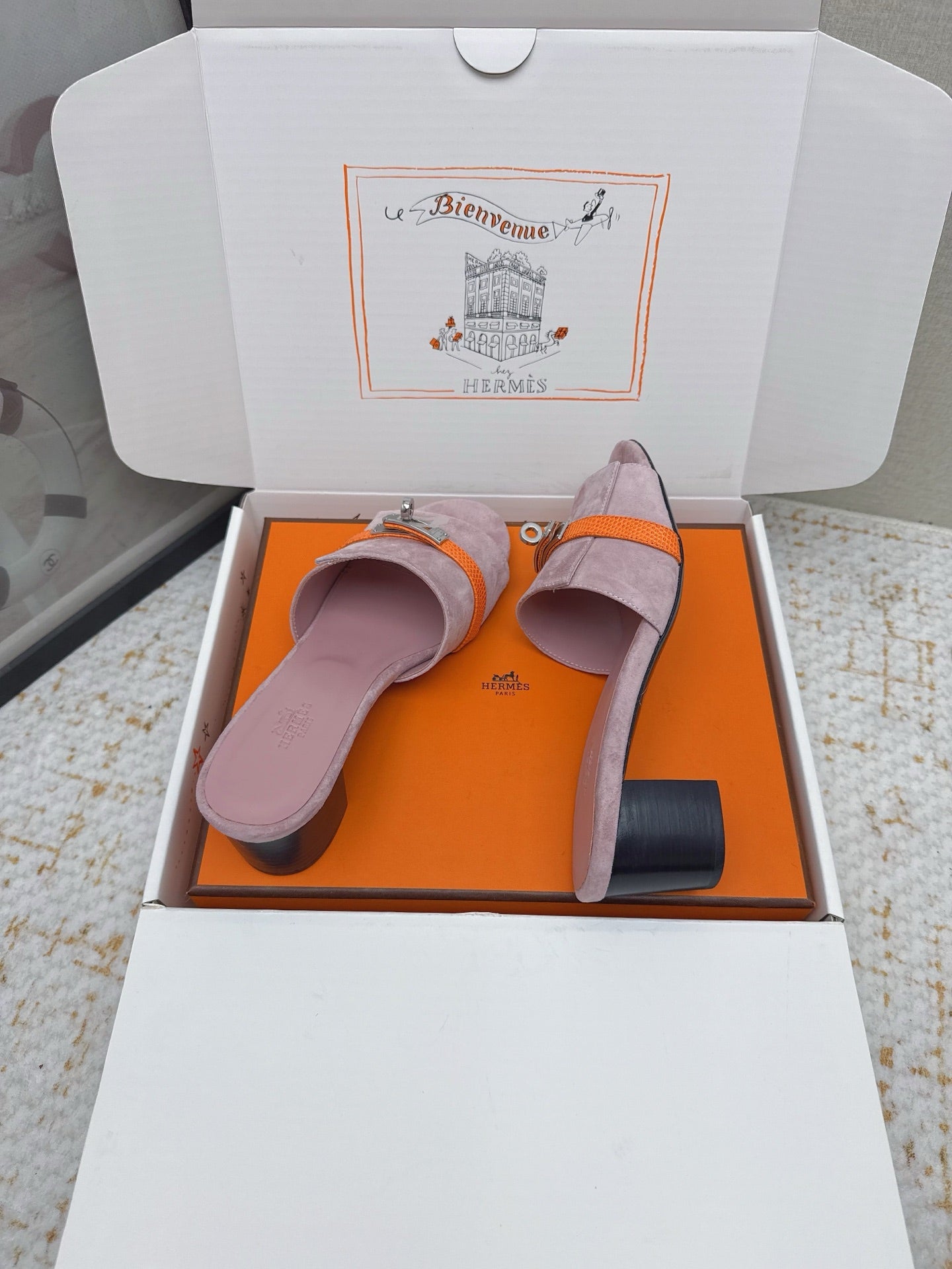 HM 26ss Oasis Sandals 50 Rose Nude Suede Cowhide 625183