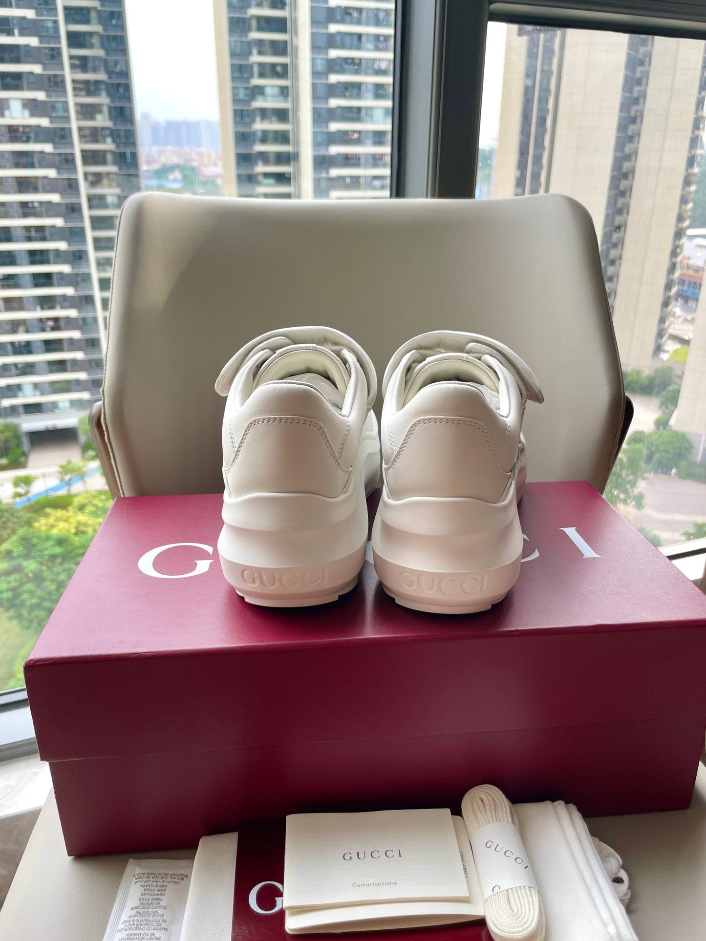 GG 26 Platform Sneaker White Sheepskin 632854