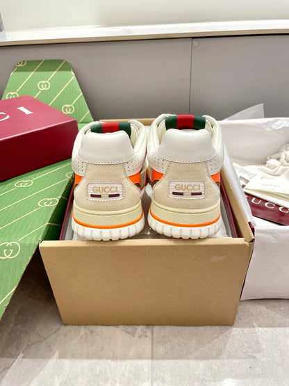 GG 26 Sneaker White Beige Orange Canvas Cowhide 632867
