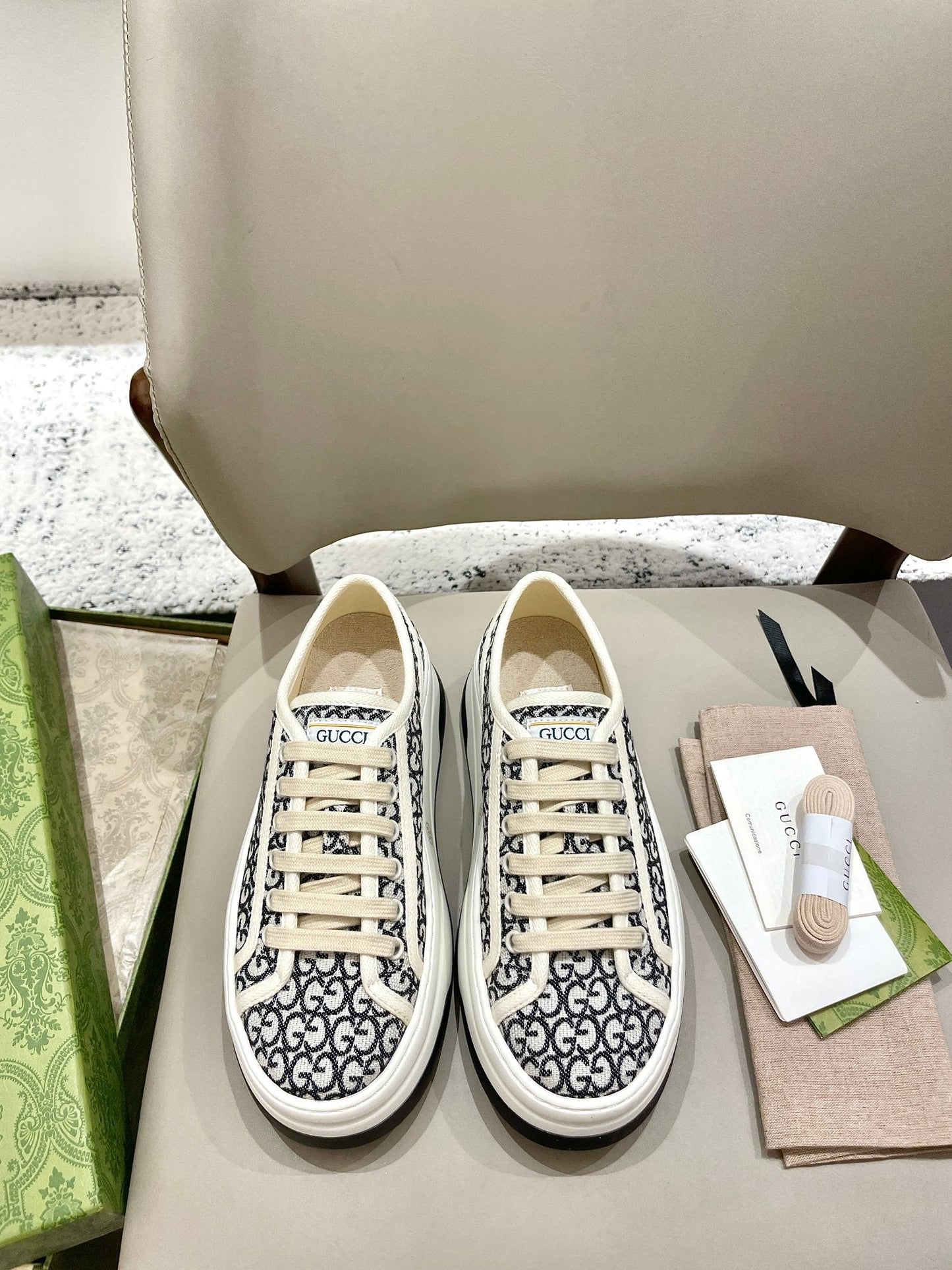 GG 26 Platform Sneaker Black White Monogram Canvas 632836