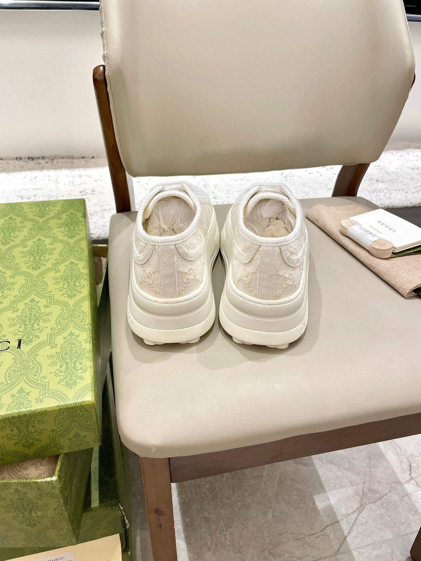 GG 26 Platform Sneaker White Cream Canvas 632837