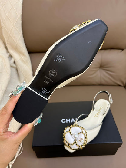 Chanel 2026 Slingback Ballets Flats Camellia Flower Ornament Sheepskin 779282