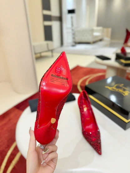 Christian Louboutin Lasera Strass Pump 100mm Red Sheepskin 574424