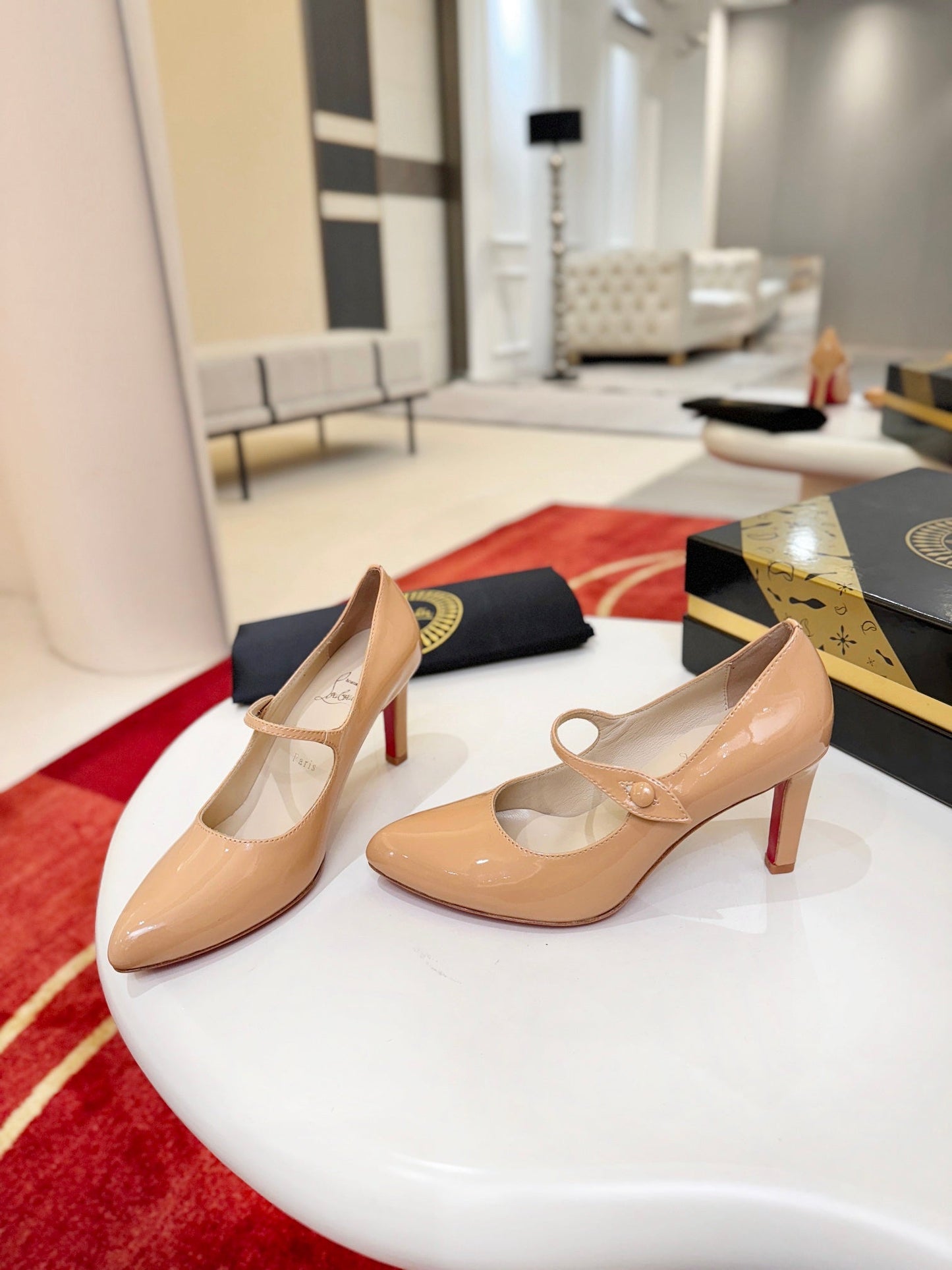 Christian Louboutin Miss Jane 85mm Pump Suede And Patent Leather 825372