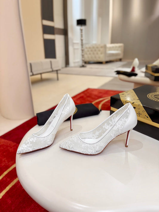 Christian Louboutin Follies Lace Pumps Leather 825176