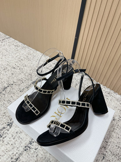 CD 26s High Heel Sandals 80 Black Genuine Leather 643496