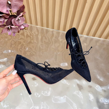 Christian Louboutin 2026 KM Lace 100mm Pumps Floral Lace Suede 698243