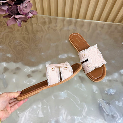 Celine 26 Marina Mules Canvas Leather 749449