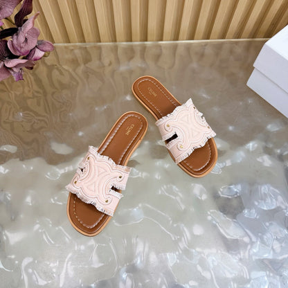Celine 26 Marina Mules Canvas Leather 749449