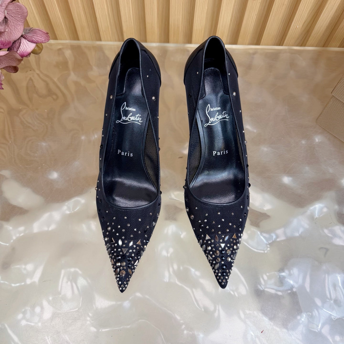 Christian Louboutin 2026 Miss Z Degrastrass 80mm Pumps Mesh Crystal Embellishments 776009