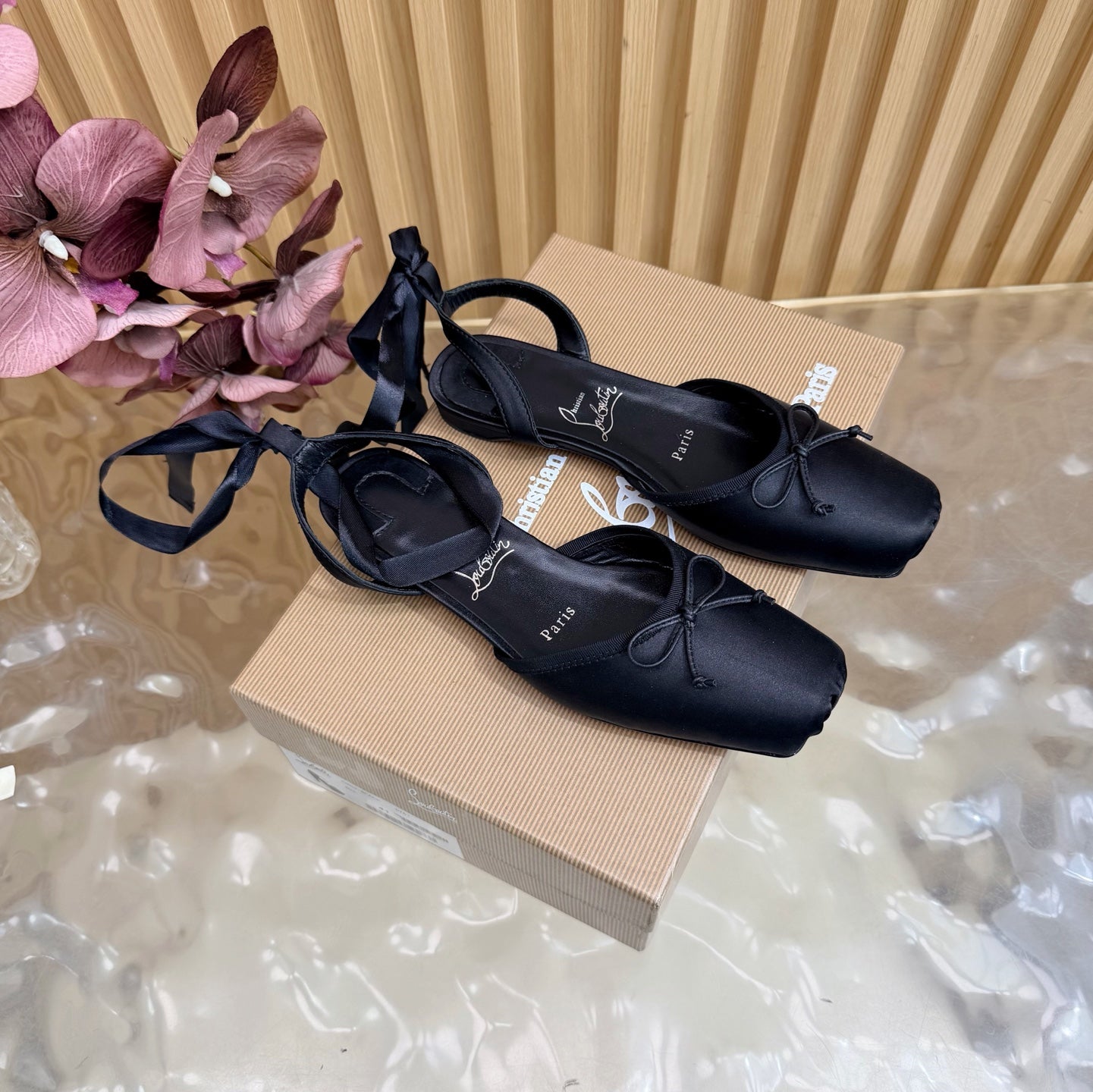 Christian Louboutin 2026 Sweetie Jane Strass Ballerina Flat Silk Leather 853090