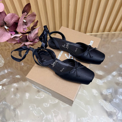 Christian Louboutin 2026 Sweetie Jane Strass Ballerina Flat Silk Leather 853090
