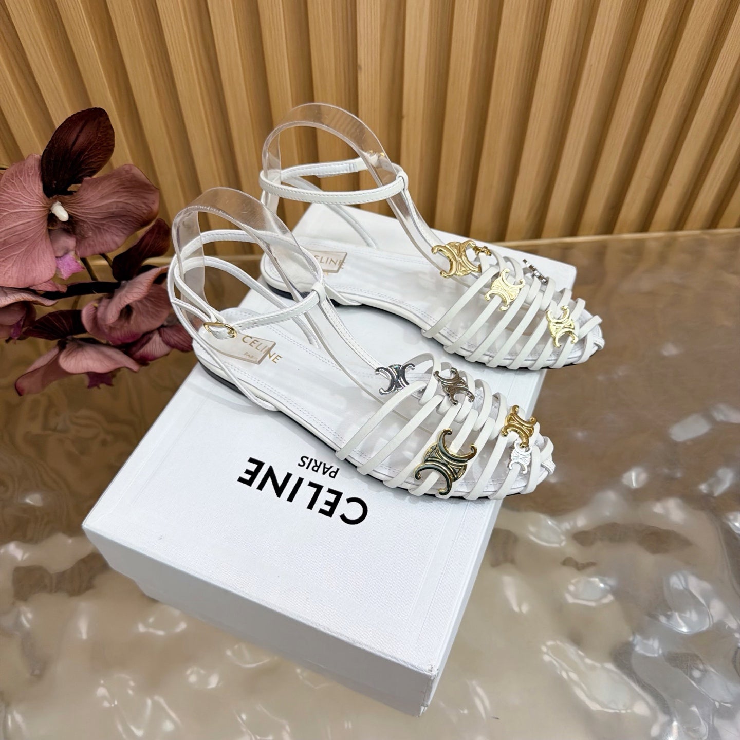 Celine 2026 Arc de Triomphe Cage Flat Sandal Calfskin 228208