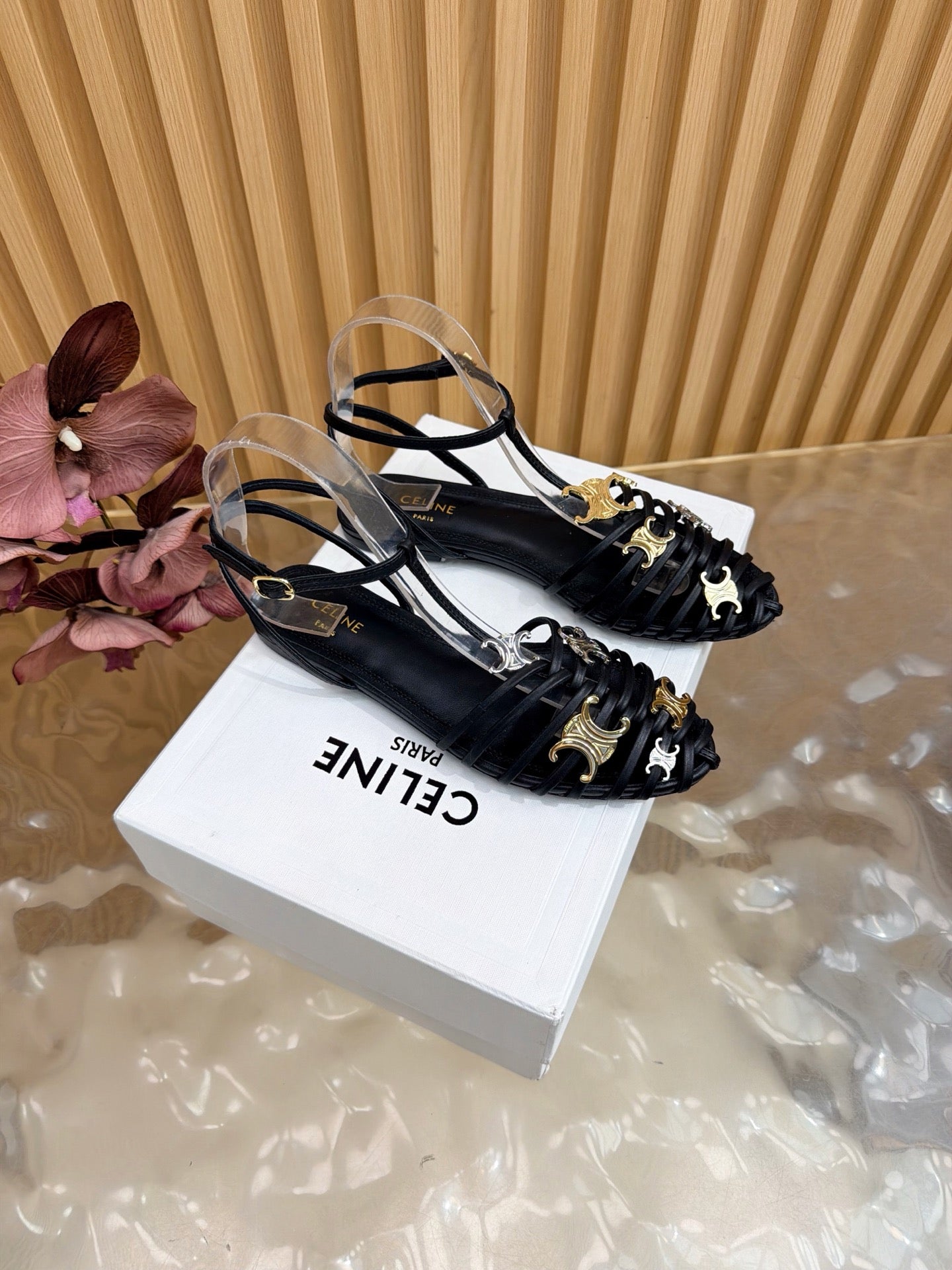 Celine 2026 Arc de Triomphe Cage Flat Sandal Calfskin 228208