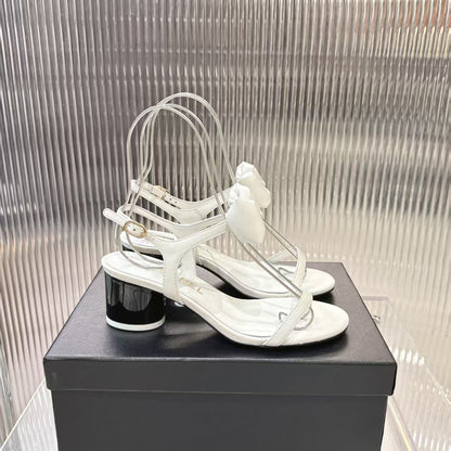 Chanel 2026 Bow-Accented Sandals Block Heel 55mm Sheepskin Leather 791153
