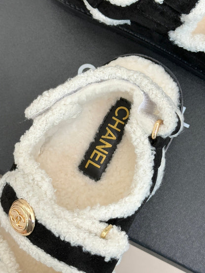 CC 26 Dad Sandal Black mix White Velvet Wool 609762