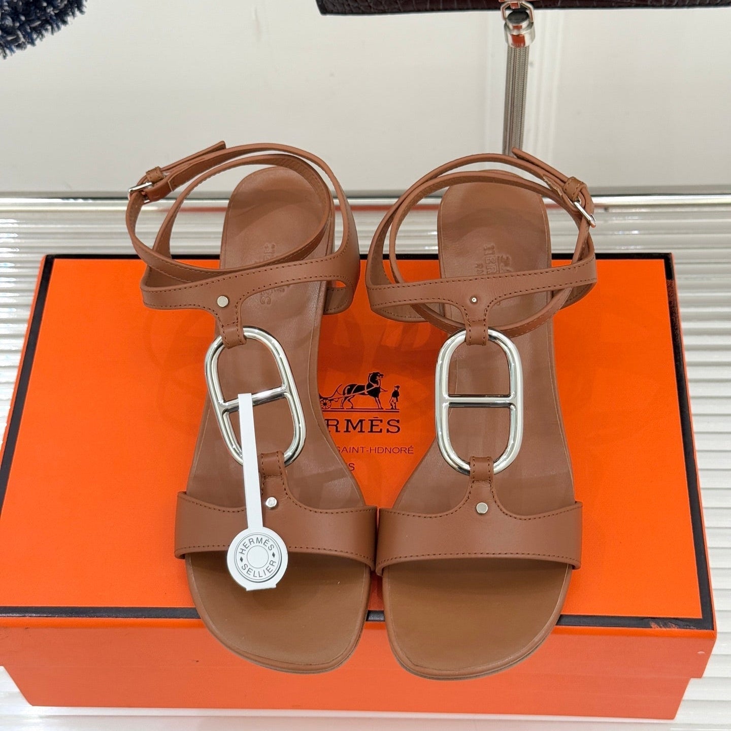 HM 26ss Pig Nose Sandals 60 Brown Sheepskin 642850