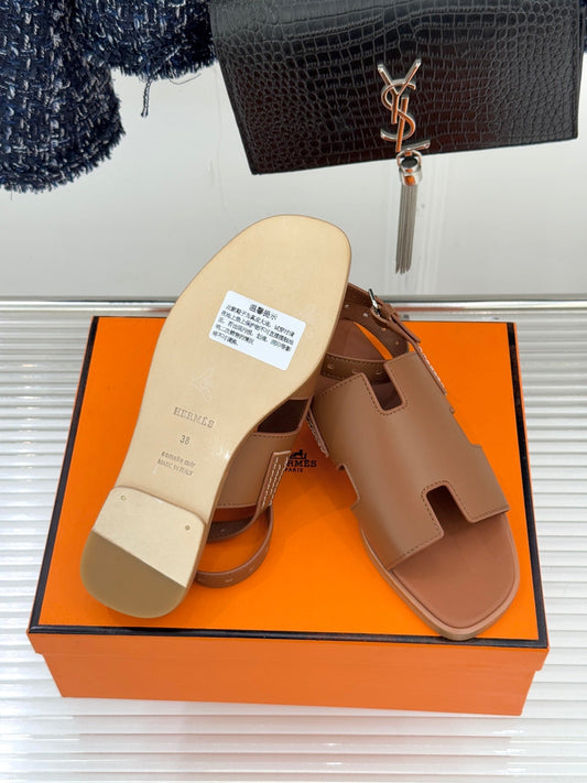 HM 26ss Flat Sandals Brown Sheepskin 642793