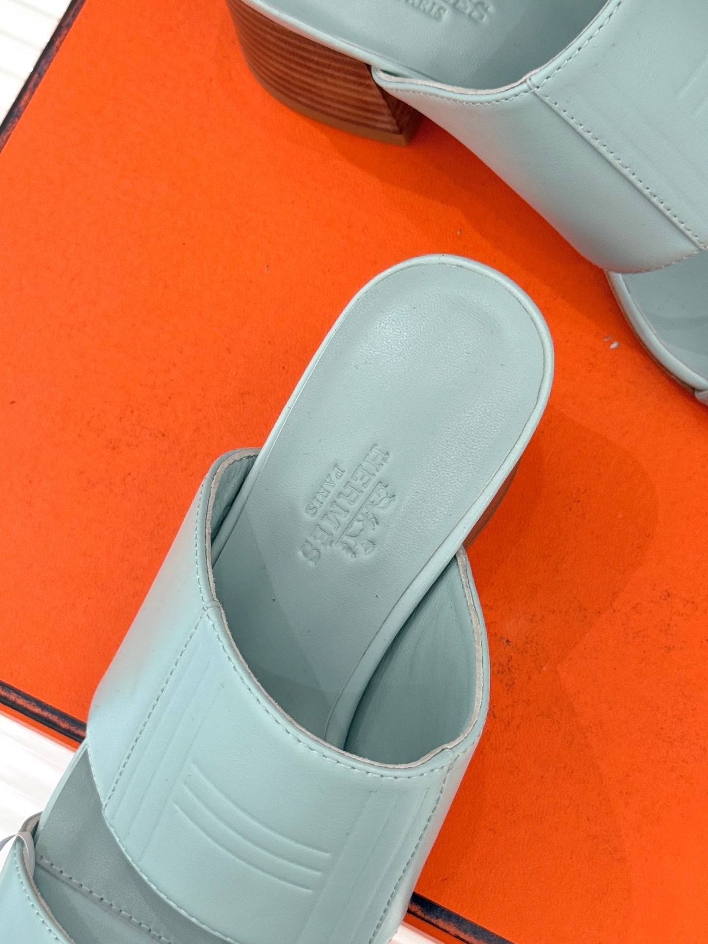HM 26ss Heels Slippers 75 Baby Blue Sheepskin 642858