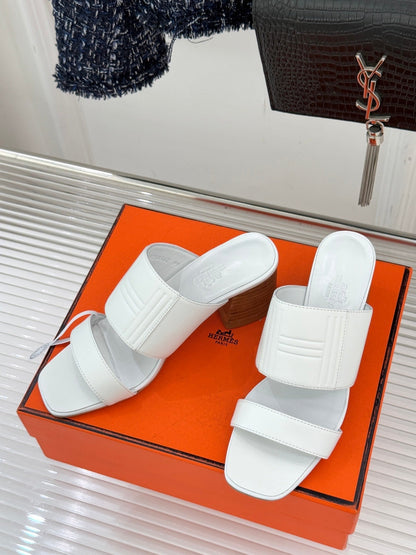HM 26ss Heels Slippers 75 White Sheepskin 642860