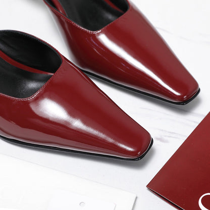 GG 26ss High Heel Mule 60 Dark Red Sheepskin 601086