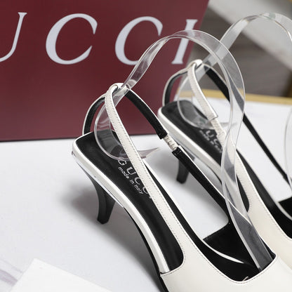 GG 26ss Slingback 60 White Sheepskin 601089