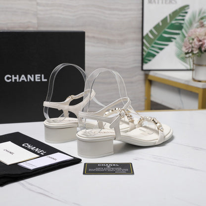 Chanel 2026 Sandals 25mm White Cowhide 758394