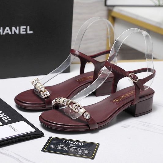 Chanel 2026 Sandals 25mm Red Cowhide 758396