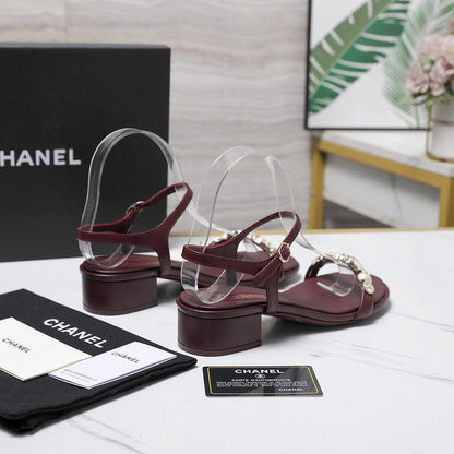 Chanel 2026 Sandals 25mm Red Cowhide 758396