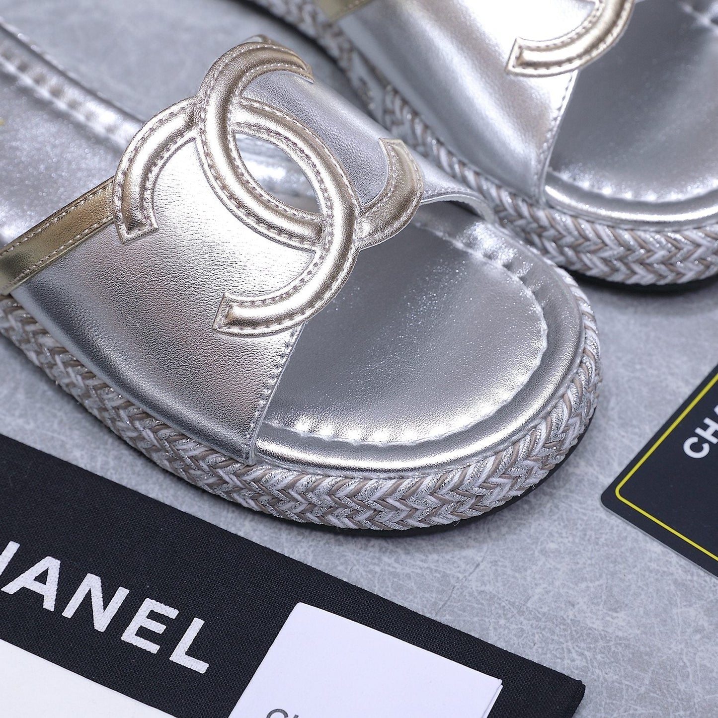 Chanel 2026 Slippers Silver Sheepskin 758398