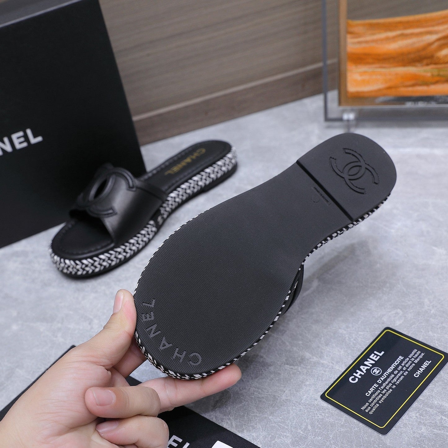 Chanel 2026 Slippers Black Sheepskin 758402