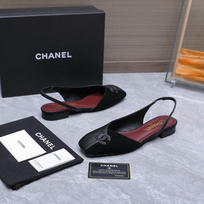 Chanel 2026 Slingback Black  Suede Leather 758406