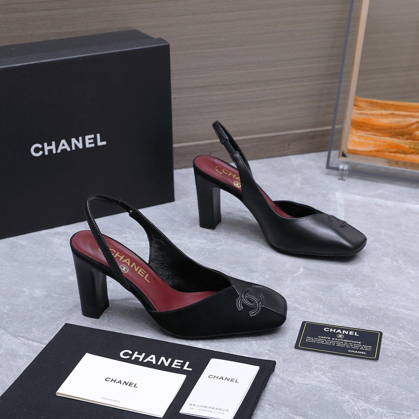 Chanel 2026 High-Heeled Slingback 85mm Black Suede Leather 758410