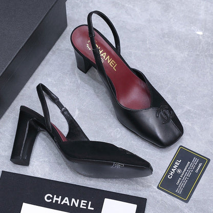 Chanel 2026 High-Heeled Slingback 85mm Black Suede Leather 758410