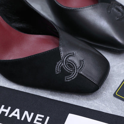 Chanel 2026 High-Heeled Slingback 60mm Black Suede Leather 758410