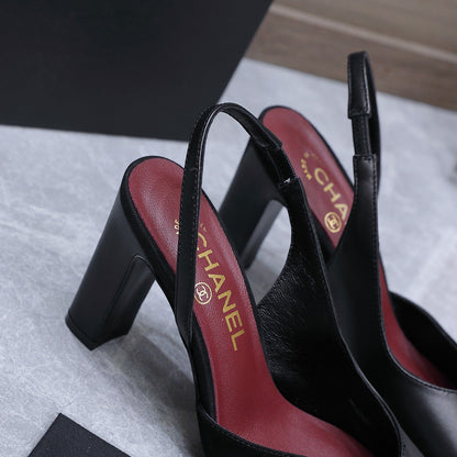 Chanel 2026 High-Heeled Slingback 60mm Black Suede Leather 758410