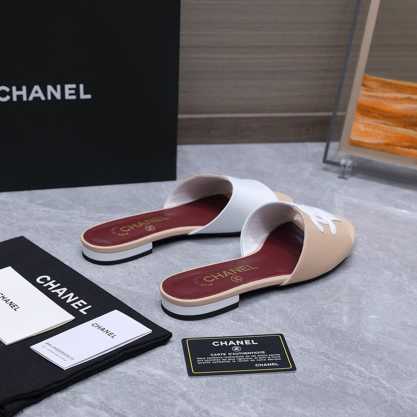 Chanel 2026 Sandals Beige White Suede Leather 758411