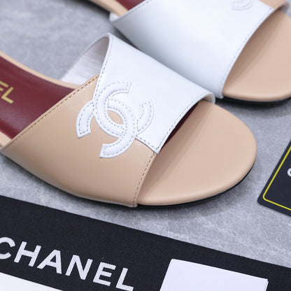 Chanel 2026 Sandals Beige White Suede Leather 758411