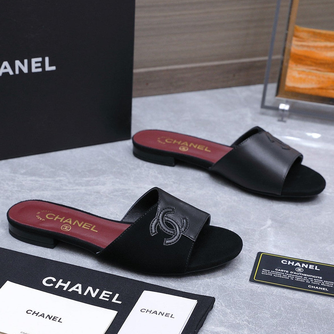 Chanel 2026 Sandals Black Suede Leather 758414