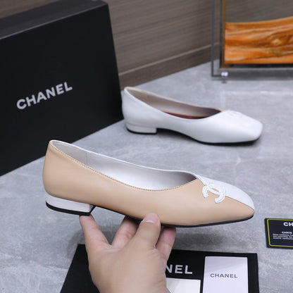 Chanel 2026 Ballet Flats Beige White Suede Sheepskin 758419