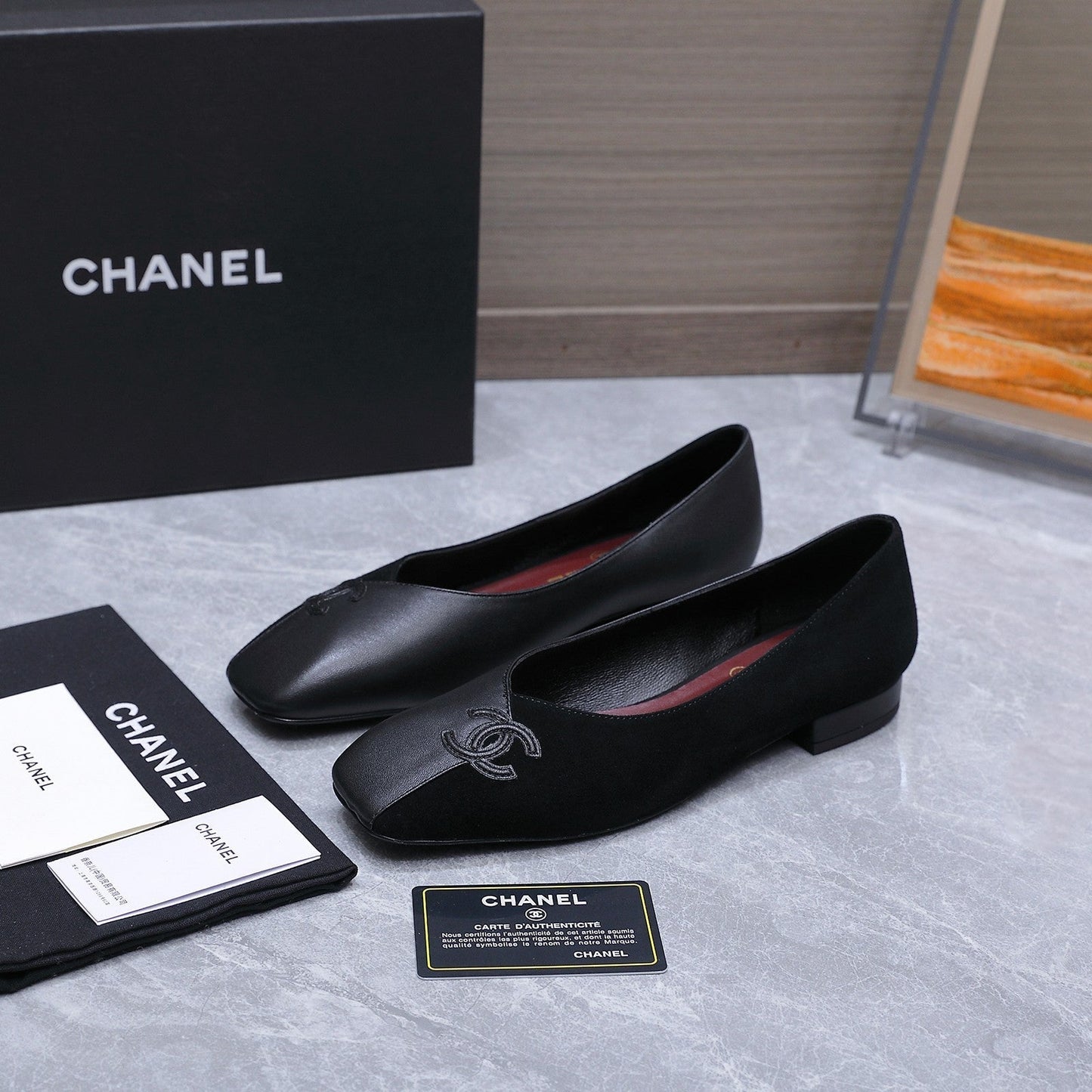Chanel 2026 Ballet Flats Black Suede Sheepskin 758422