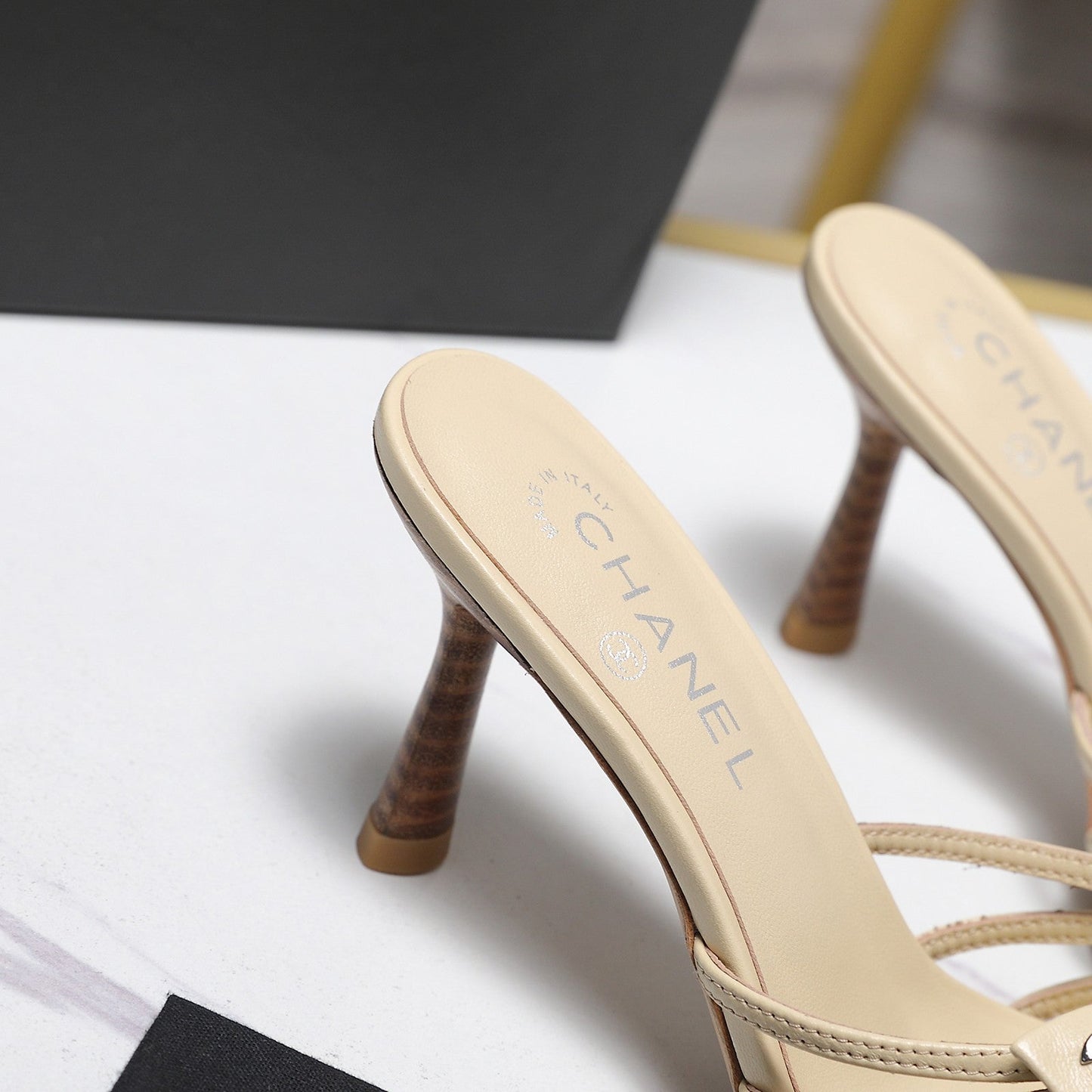 Chanel 2026 High-heeled Sandals With Delicate Bow 80mm Beige Cowhide 758428