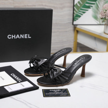 Chanel 2026 High-heeled Sandals With Delicate Bow 80mm Cowhide 758430