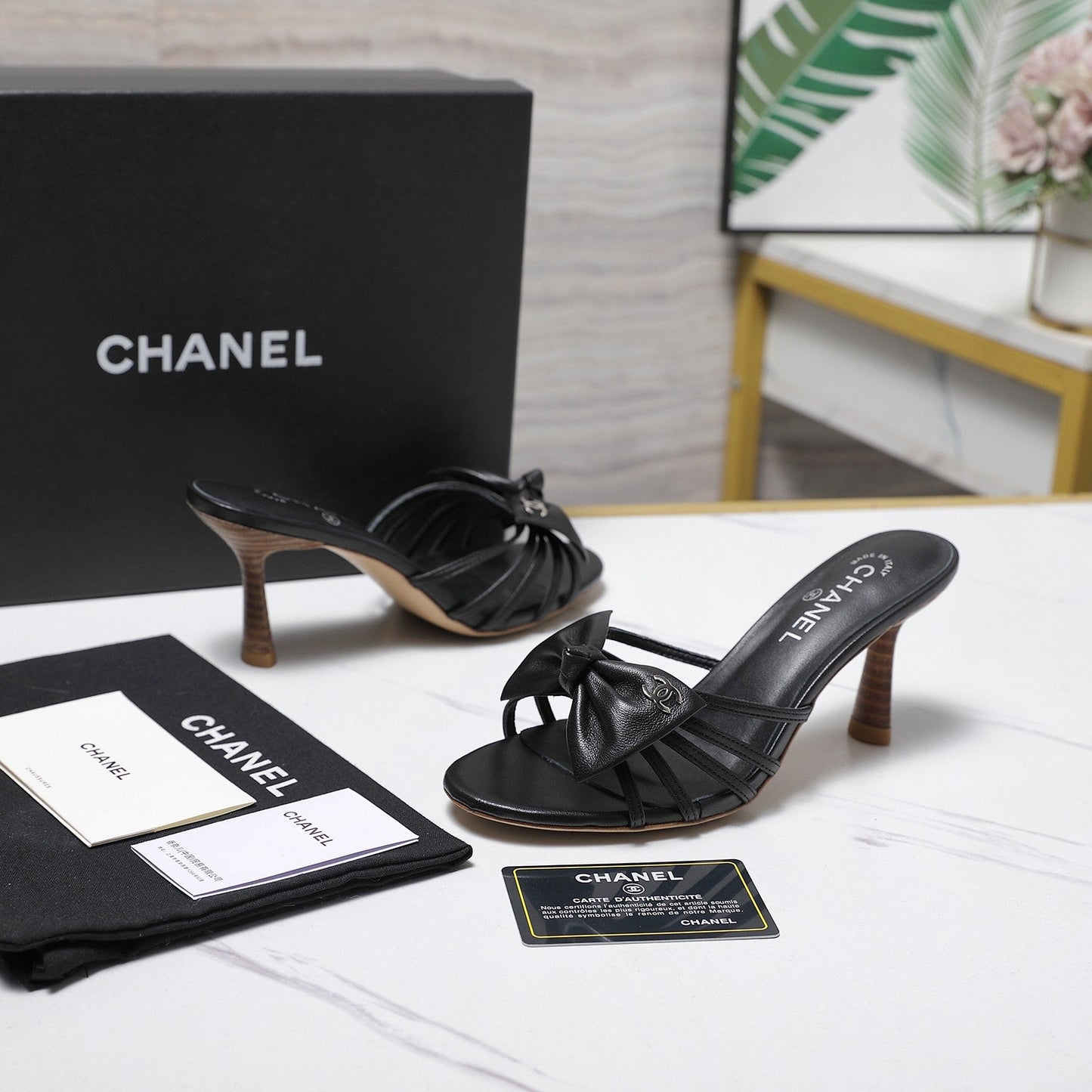 Chanel 2026 High-heeled Sandals With Delicate Bow 80mm Cowhide 758430