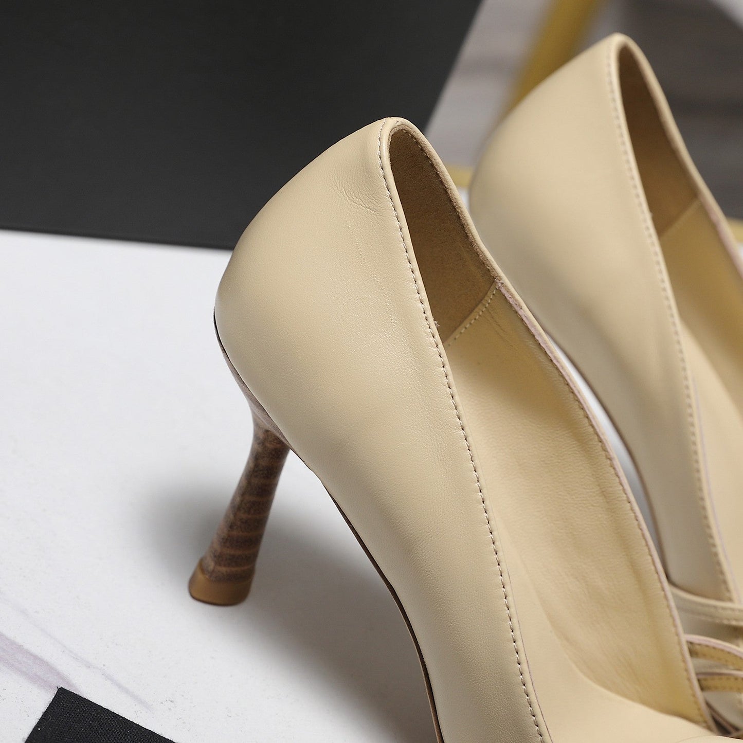 Chanel 2026 Bow Strappy High-Heeled Peep Toe Sandals Beige Cowhide 758432